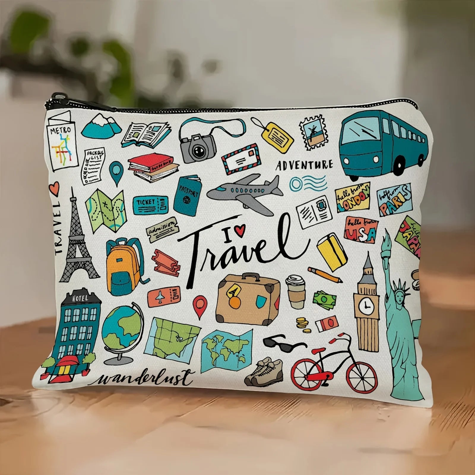 Travel-Themed Makeup Bag