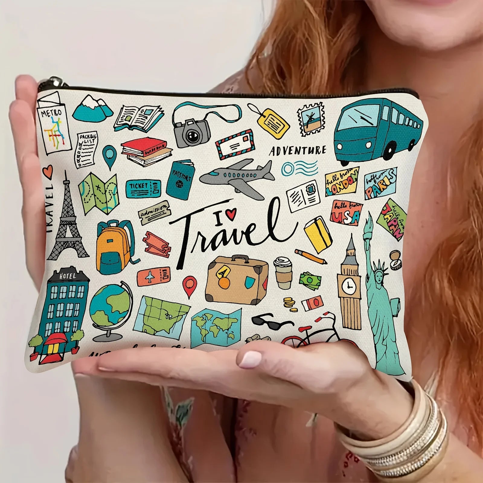 Travel-Themed Makeup Bag